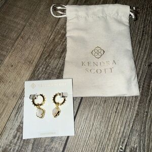 Kendra Scott Gold and White Convertible Earrings. NEW